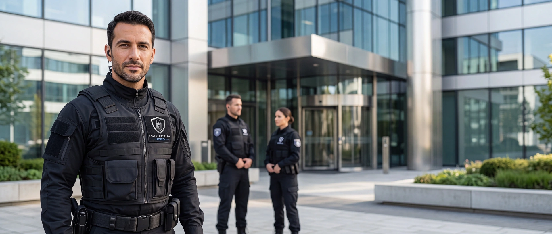 Sicherheitsmitarbeiter vor Objekt in Hamburg